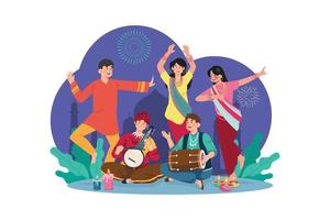 Diwali Celebration Illustration concept. A flat illustration isolated on white background vector