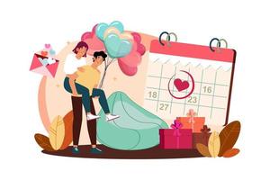 Valentine Day Illustration concept. Flat illustration isolated on white background vector