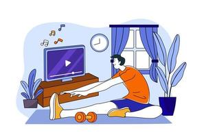 Man Doing Exercise At Home vector