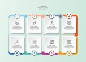 Square infographic with 8 steps, process or options. vector