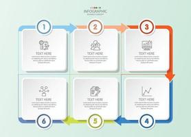 Square infographic with 6 steps, process or options. vector