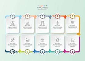 Square infographic with 10 steps, process or options. vector