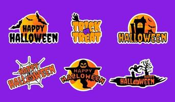 Set of Happy Halloween Sticker vector