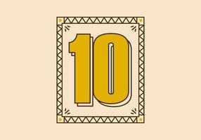 Vintage rectangle frame with number 10 on it vector
