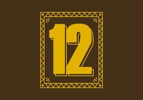 número 12 en marco de rectángulo retro vector