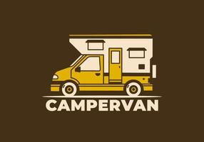 Vintage art illustration of a camper van vector