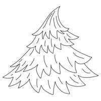 Christmas tree doodle. Cartoon element, vector sketch illustration, black outline art for web design, icon, print, coloring page