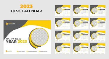 New year Desk Calendar 2023 template. vector