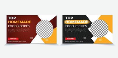 Homemade food  video thumbnail and web banner design. vector