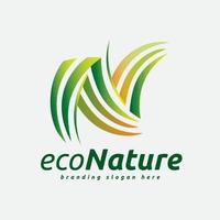 logotipo de tipo n de sistema ecológico natural vector