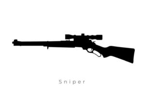 Sniper rifle with telescopic sight silhouette vector