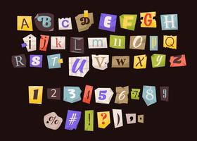 Clipping alphabet and numbers. lCut Letters. Vector font