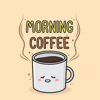 morning coffee design with cute cup vector