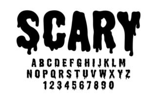 decorative scary black Font and Alphabet vector