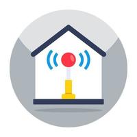 Conceptual flat design icon of wifi home vector