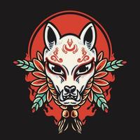 Japanese Kitsune Mask Vector Illustration