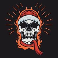 Skull Beanie With Scarf Vector Illustration