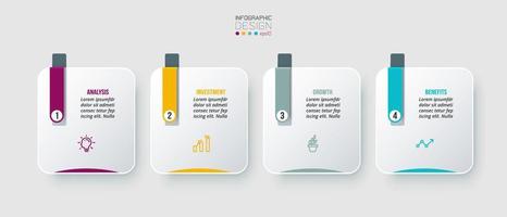 concepto de negocio de plantilla infográfica con paso. vector