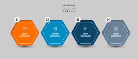 concepto de negocio de plantilla infográfica con paso. vector