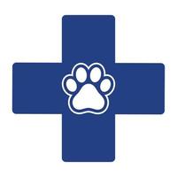 Dog paw on the background of a medical cross vector