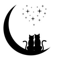 dos gatos en la luna vector