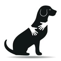 Hands hugging a dog vector