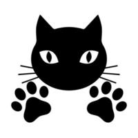 ilustración de la cabeza de un gato negro con patas vector