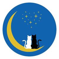 Two cats on the moon vector