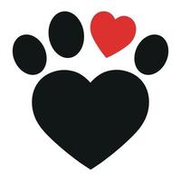 logotipo de pata de perro en forma de corazón vector