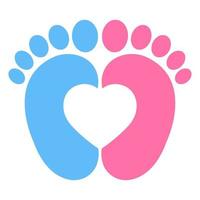 Illustration of baby footprints with heart vector