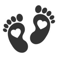 Illustration of baby footprints with heart vector