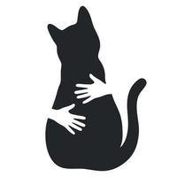 Hands hugging a cat vector