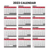 2023 Calendar Template Design vector