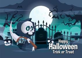 Halloween flat illustration bakcground template. Fit for banner, poster, social media post, advertising. Eps 10 vector