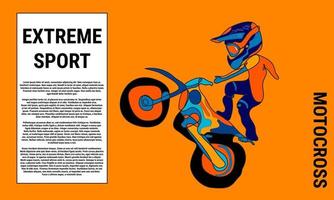 Man Riding a Motorcycle, Extreme Sports Racing. Eps10 Vector Illustration