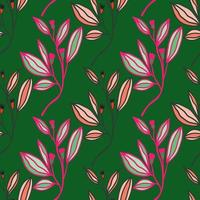 Romantic leaves and flower seamless pattern. Vintage style floral wallpaper. Cute plants endless backdrop vector