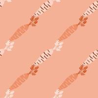 Hand drawn carrot seamless pattern. Doodle carrots wallpaper. vector