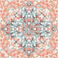 Decorative linear kaleidoscope mosaic ornament. Abstract shapes seamless pattern. vector