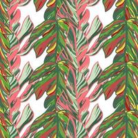 Creative tropical leaves seamless pattern in sketch style. Palm leaf endless floral background. vector