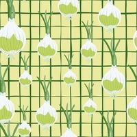 Hand drawn onion bulb seamless pattern. Onion in doodle style endless wallpaper. vector