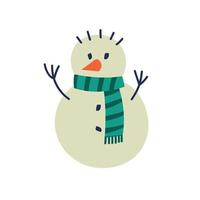 Snowman with a scarf. Winter mood. Vector image.