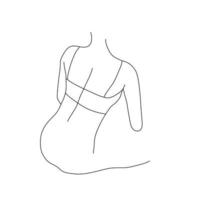 Vector beautiful women body illustration. Minimalist linear female figure. Abstract lingerie, bikini sensual line art. Body positive