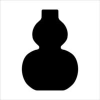 Black vector illustration of modern ceramic vase. Single element in trendy boho style isolated on white background