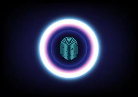 Abstract circle with finger print scanning technology background for Cyber security, Biometrics authentication and identity concept. vector