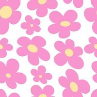 lindo patrón floral sin costuras de los años 00 y 90. estilo de chica glamorosa retro. flores abstractas simples de dibujos animados planos. textura y2k de moda de la década de 2000 para textiles, papel, tela para niños. vector