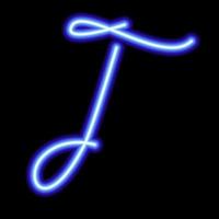 neon blue symbol J on a black background vector