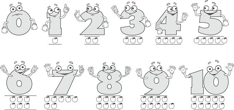 Cartoon numbers. Learning math.