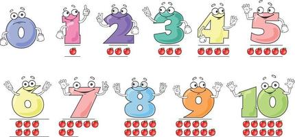 Cartoon colored numbers. Set icon smile emoji. vector