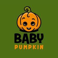 Cute smiling halloween baby pumpkin cartoon logo design vector