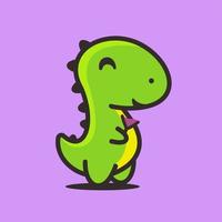 lindo dinosaurio con mascota de personaje de dibujos animados de vino, estilo de diseño plano vector